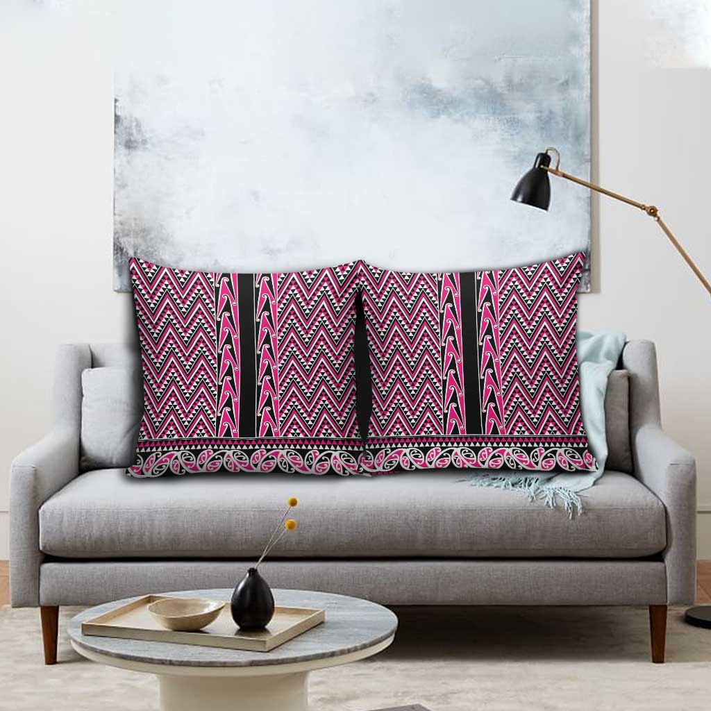 New Zealand Maori Niho Taniwha Pillow Cover Mawhero Mangopare and Puhoro Pattern - Polynesian Pride