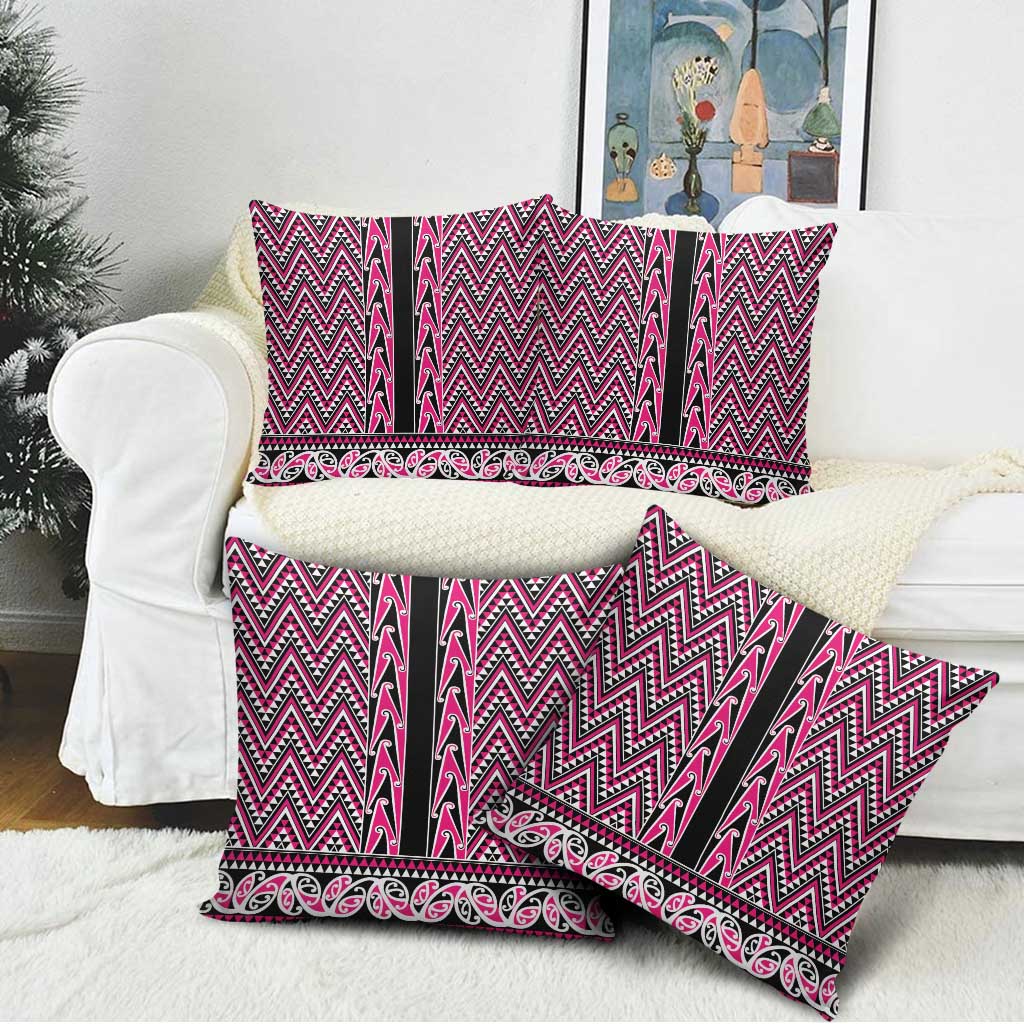 New Zealand Maori Niho Taniwha Pillow Cover Mawhero Mangopare and Puhoro Pattern - Polynesian Pride