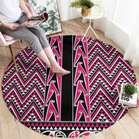 New Zealand Maori Niho Taniwha Round Carpet Mawhero Mangopare and Puhoro Pattern