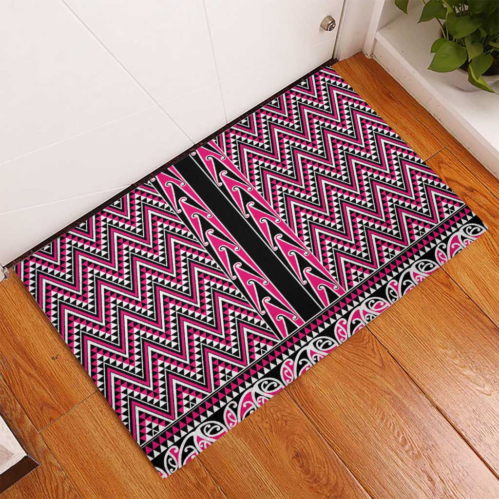 New Zealand Maori Niho Taniwha Rubber Doormat Mawhero Mangopare and Puhoro Pattern LT9 - Polynesian Pride