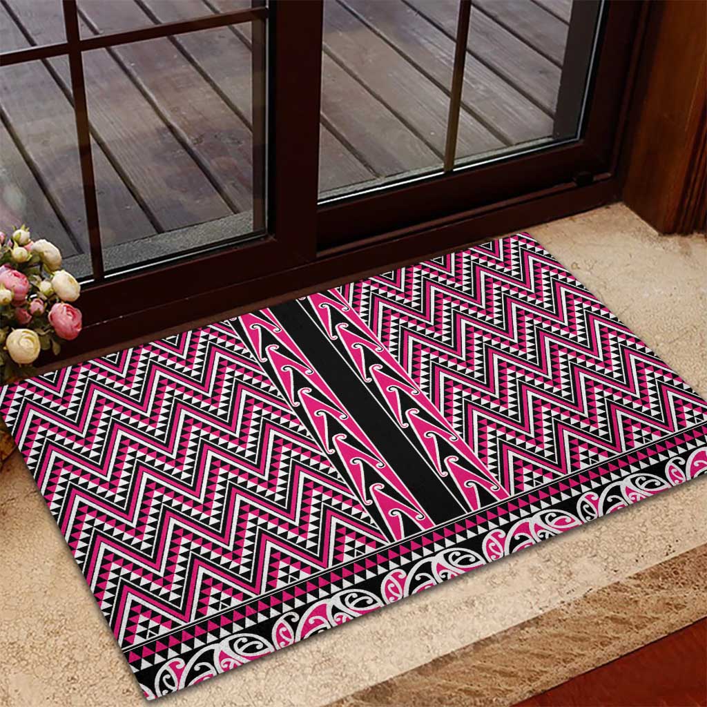 New Zealand Maori Niho Taniwha Rubber Doormat Mawhero Mangopare and Puhoro Pattern LT9 - Polynesian Pride