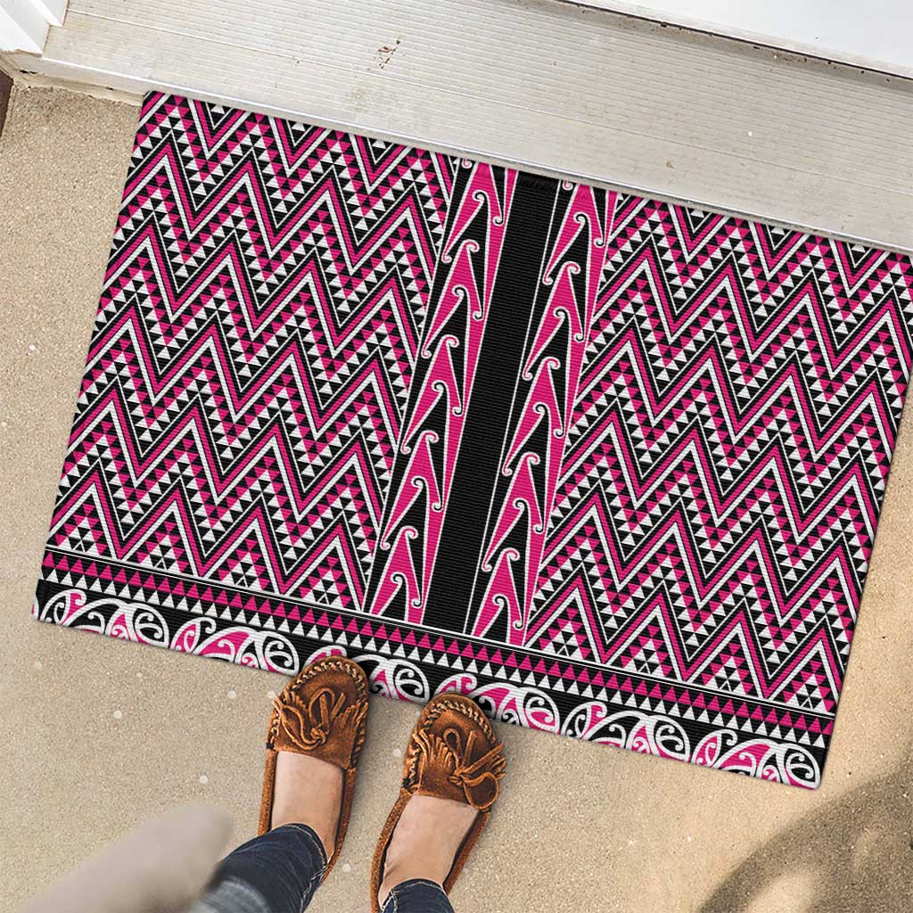 New Zealand Maori Niho Taniwha Rubber Doormat Mawhero Mangopare and Puhoro Pattern LT9 - Polynesian Pride
