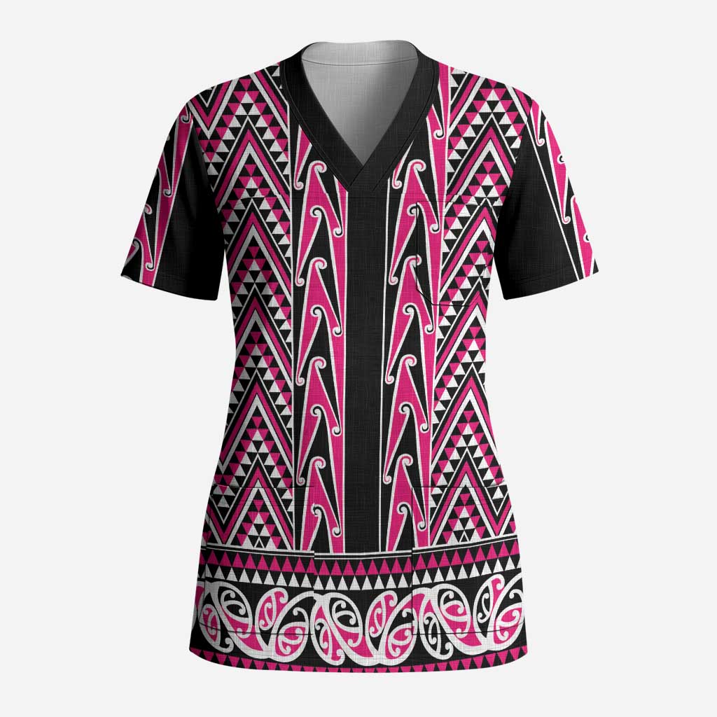 New Zealand Maori Niho Taniwha Scrub Top Mawhero Mangopare and Puhoro Pattern - Polynesian Pride