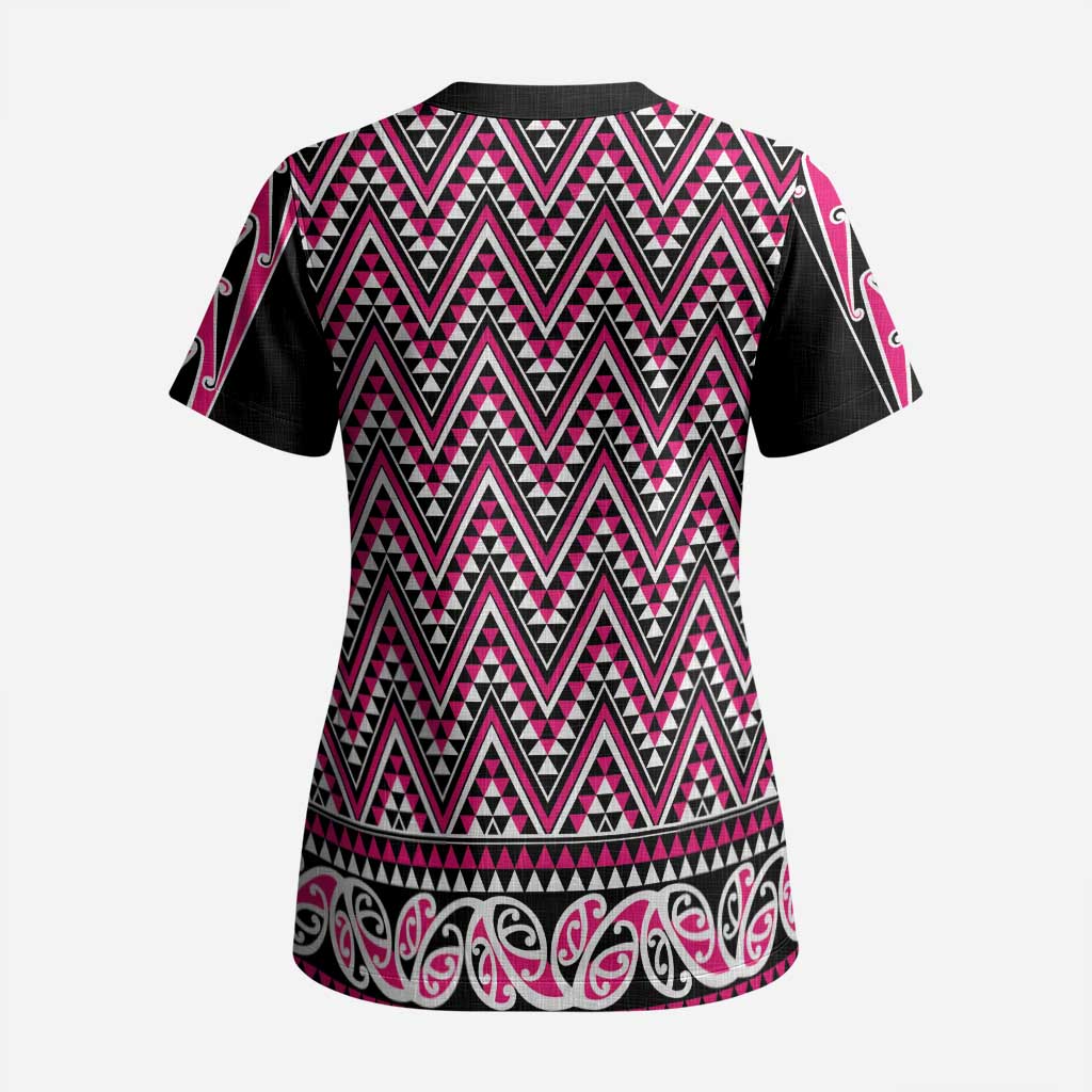 New Zealand Maori Niho Taniwha Scrub Top Mawhero Mangopare and Puhoro Pattern - Polynesian Pride