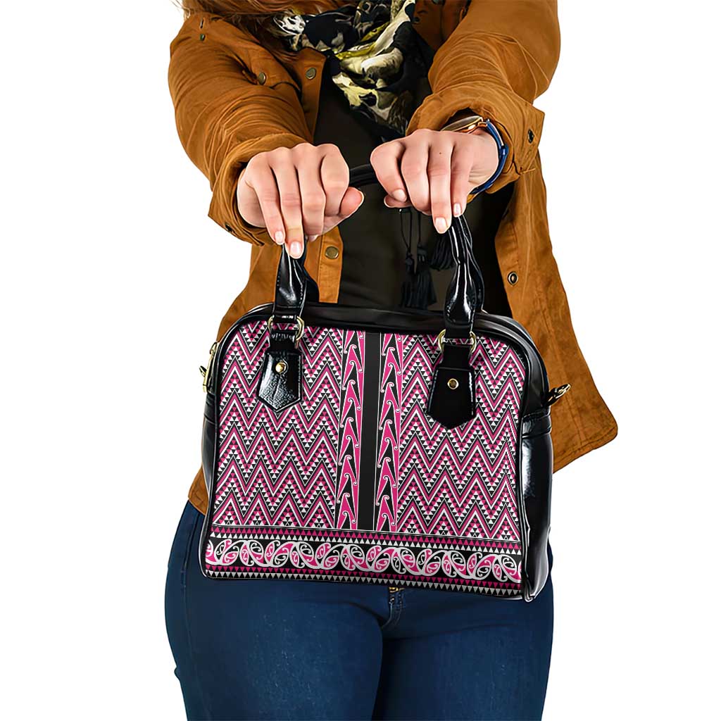 New Zealand Maori Niho Taniwha Shoulder Handbag Mawhero Mangopare and Puhoro Pattern