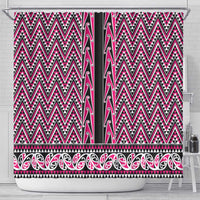 New Zealand Maori Niho Taniwha Shower Curtain Mawhero Mangopare and Puhoro Pattern