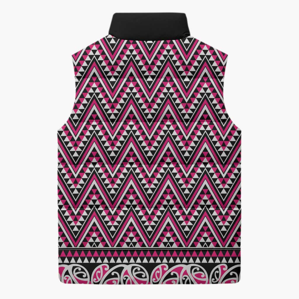 New Zealand Maori Niho Taniwha Sleeveless Puffer Jacket Mawhero Mangopare and Puhoro Pattern - Polynesian Pride