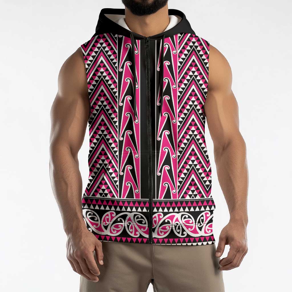 New Zealand Maori Niho Taniwha Sleeveless Zip Hoodie Mawhero Mangopare and Puhoro Pattern LT9 - Polynesian Pride
