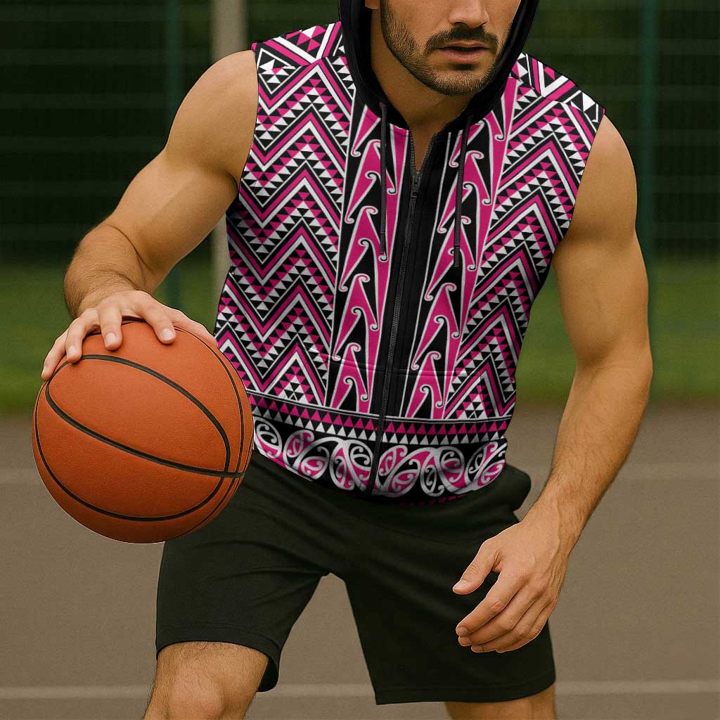 New Zealand Maori Niho Taniwha Sleeveless Zip Hoodie Mawhero Mangopare and Puhoro Pattern LT9 - Polynesian Pride