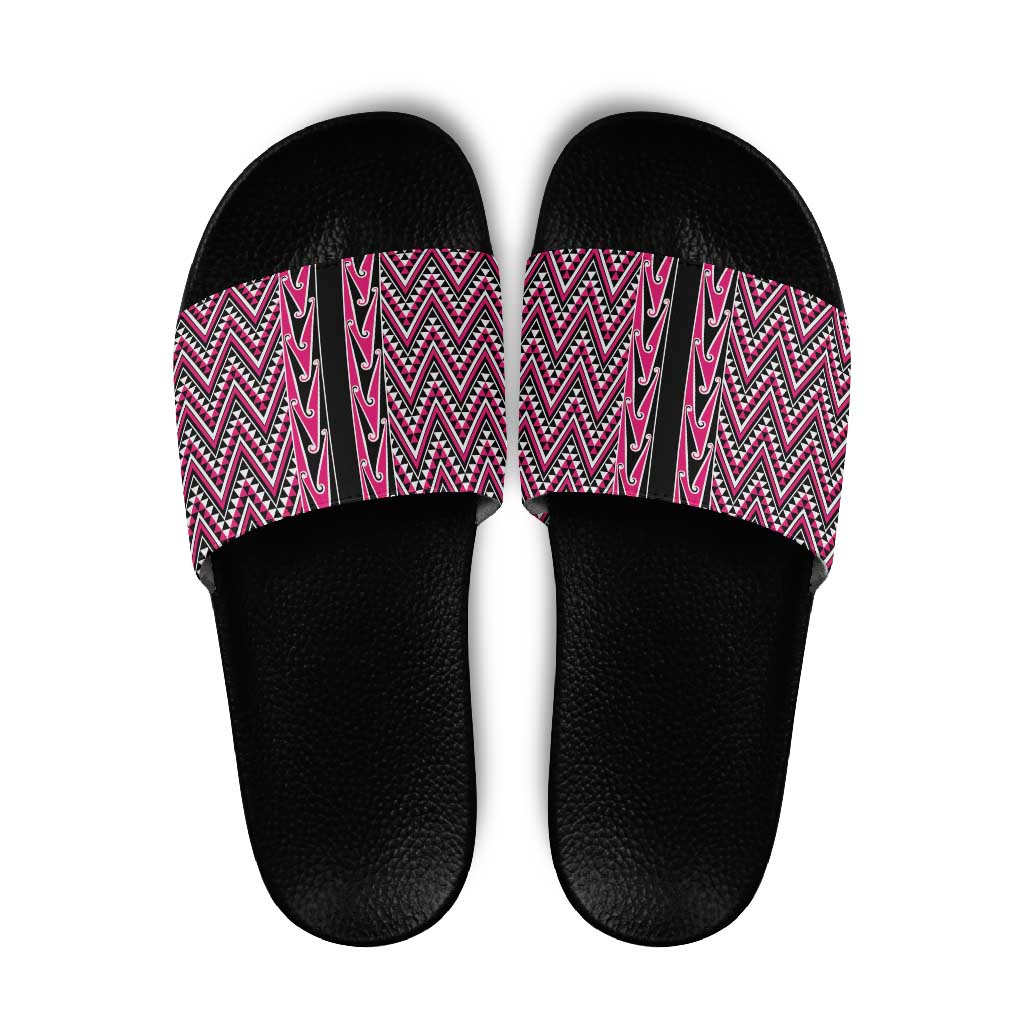 New Zealand Maori Niho Taniwha Slide Sandals Mawhero Mangopare and Puhoro Pattern - Polynesian Pride
