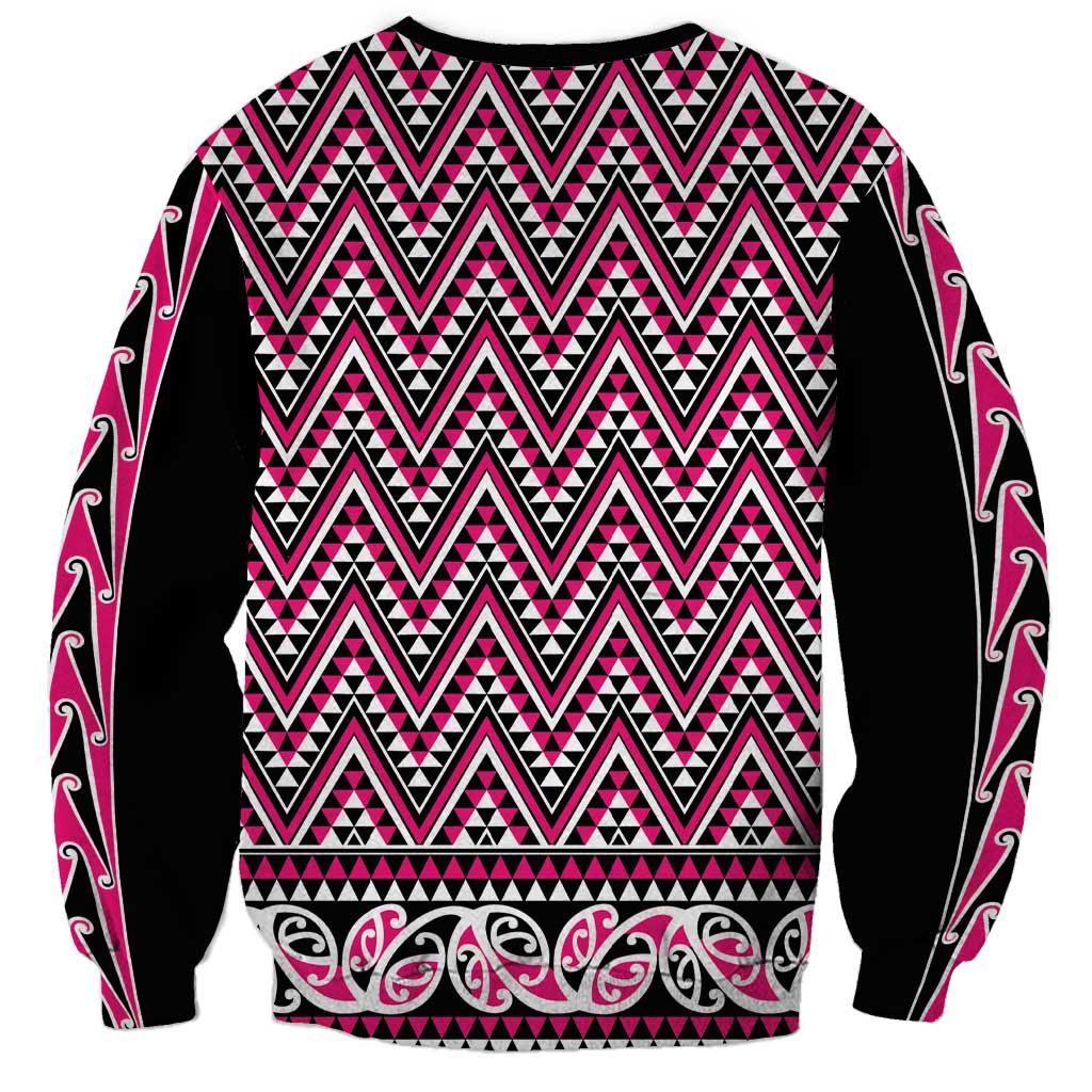 New Zealand Maori Niho Taniwha Sweatshirt Mawhero Mangopare and Puhoro Pattern