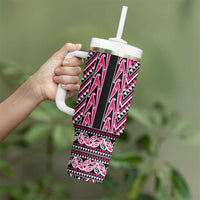 New Zealand Maori Niho Taniwha Tumbler With Handle Mawhero Mangopare and Puhoro Pattern