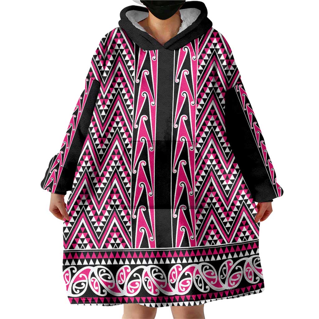 New Zealand Maori Niho Taniwha Wearable Blanket Hoodie Mawhero Mangopare and Puhoro Pattern