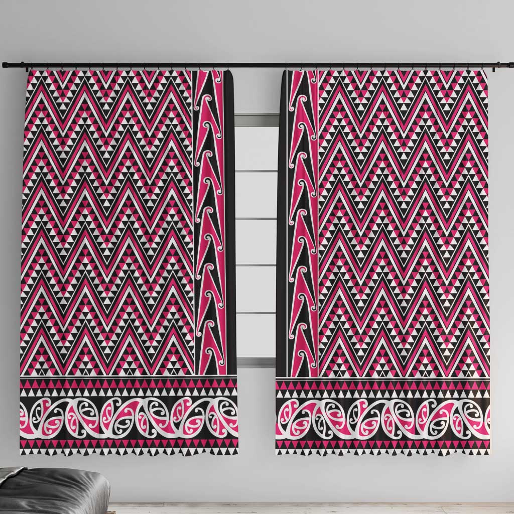 New Zealand Maori Niho Taniwha Window Curtain Mawhero Mangopare and Puhoro Pattern