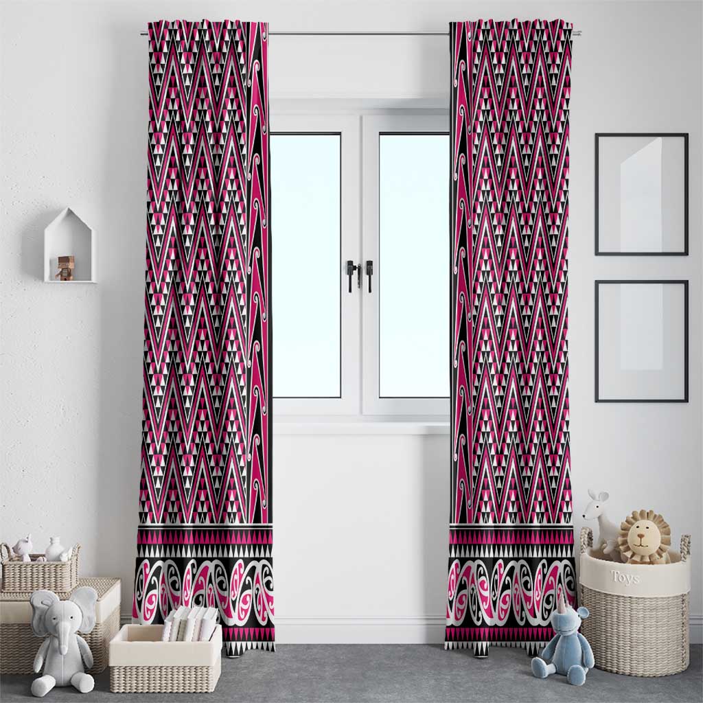 New Zealand Maori Niho Taniwha Window Curtain Mawhero Mangopare and Puhoro Pattern