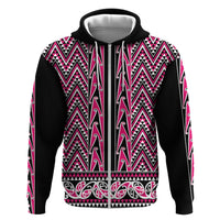 New Zealand Maori Niho Taniwha Zip Hoodie Mawhero Mangopare and Puhoro Pattern