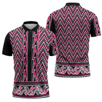 New Zealand Maori Niho Taniwha Zipper Polo Shirt Mawhero Mangopare and Puhoro Pattern LT9 - Polynesian Pride