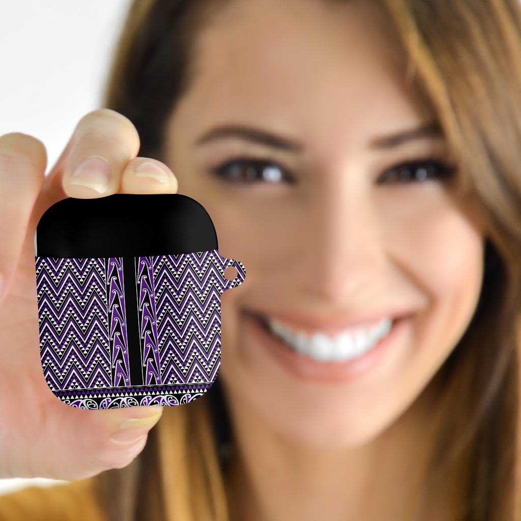 New Zealand Maori Niho Taniwha AirPods Case Waiporopo Mangopare and Puhoro Pattern - Polynesian Pride