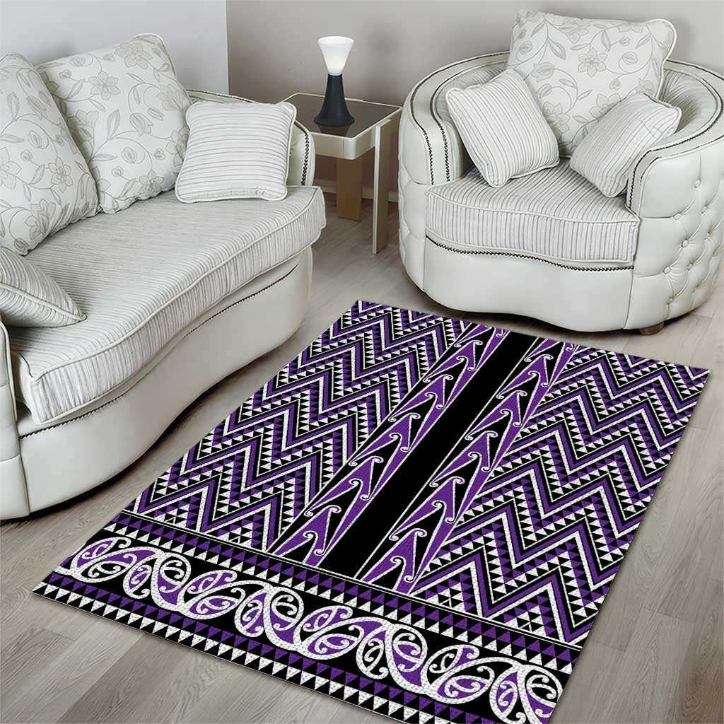 New Zealand Maori Niho Taniwha Area Rug Waiporopo Mangopare and Puhoro Pattern