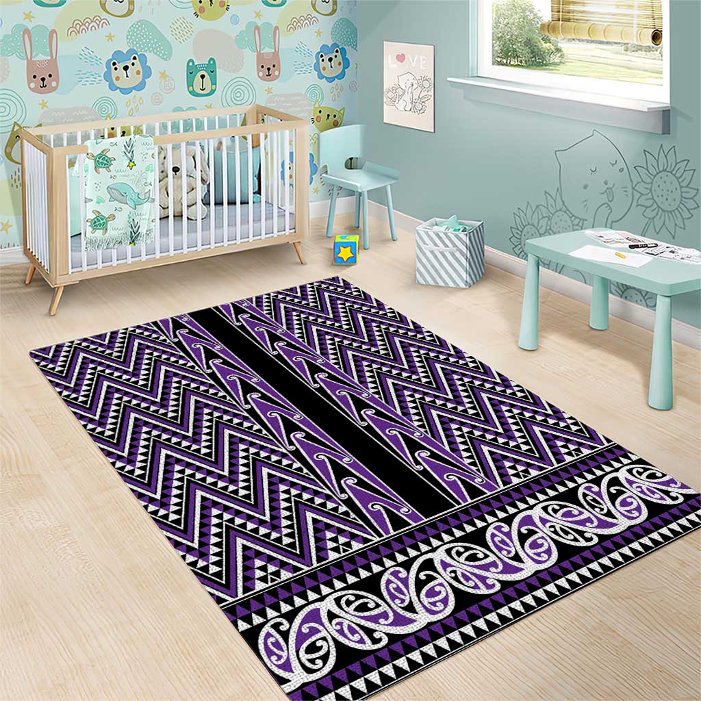 New Zealand Maori Niho Taniwha Area Rug Waiporopo Mangopare and Puhoro Pattern