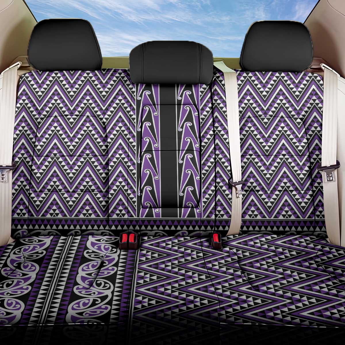 New Zealand Maori Niho Taniwha Back Car Seat Cover Waiporopo Mangopare and Puhoro Pattern