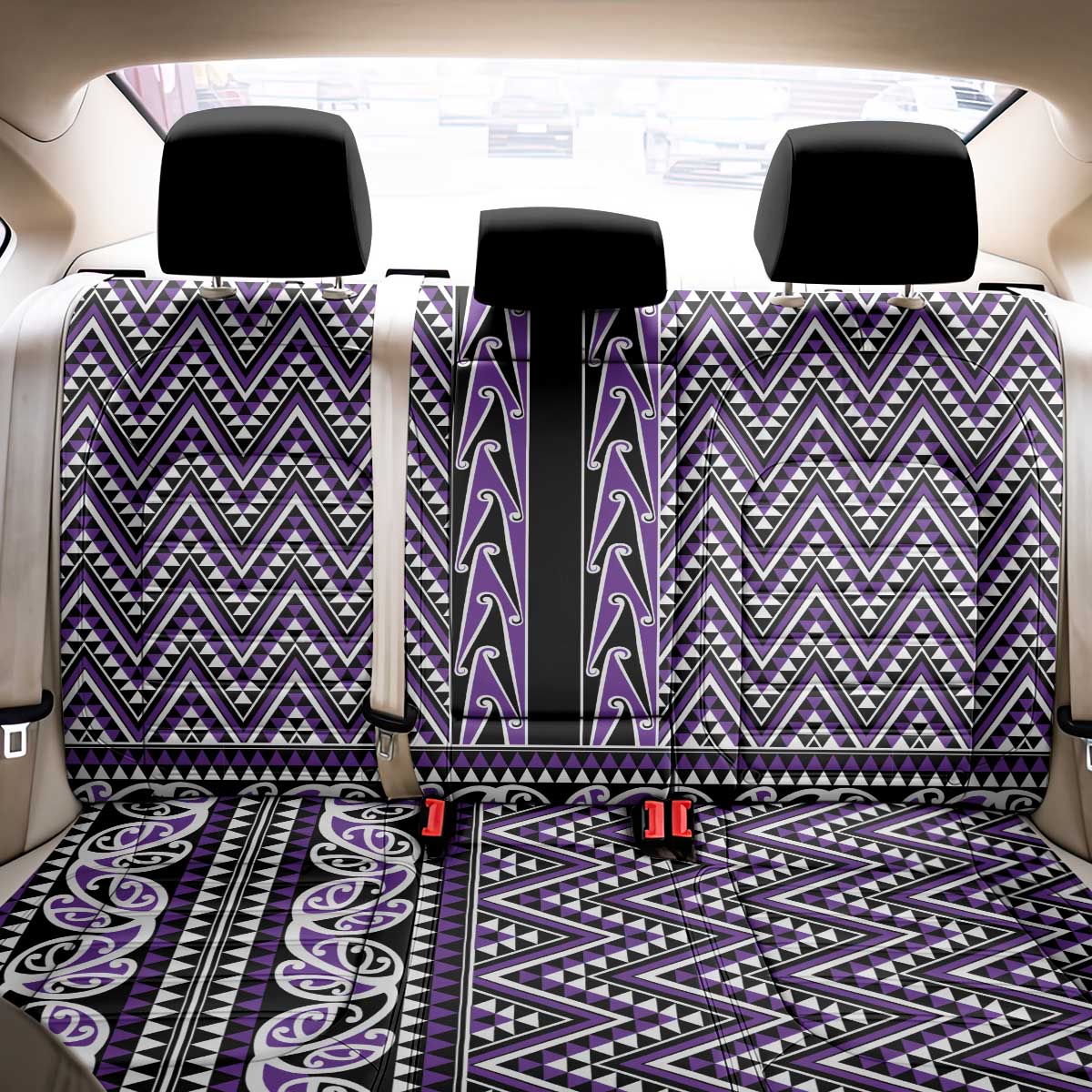 New Zealand Maori Niho Taniwha Back Car Seat Cover Waiporopo Mangopare and Puhoro Pattern LT9 - Polynesian Pride