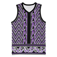 New Zealand Maori Niho Taniwha Basketball Jersey Waiporopo Mangopare and Puhoro Pattern LT9 Unisex Purple - Polynesian Pride