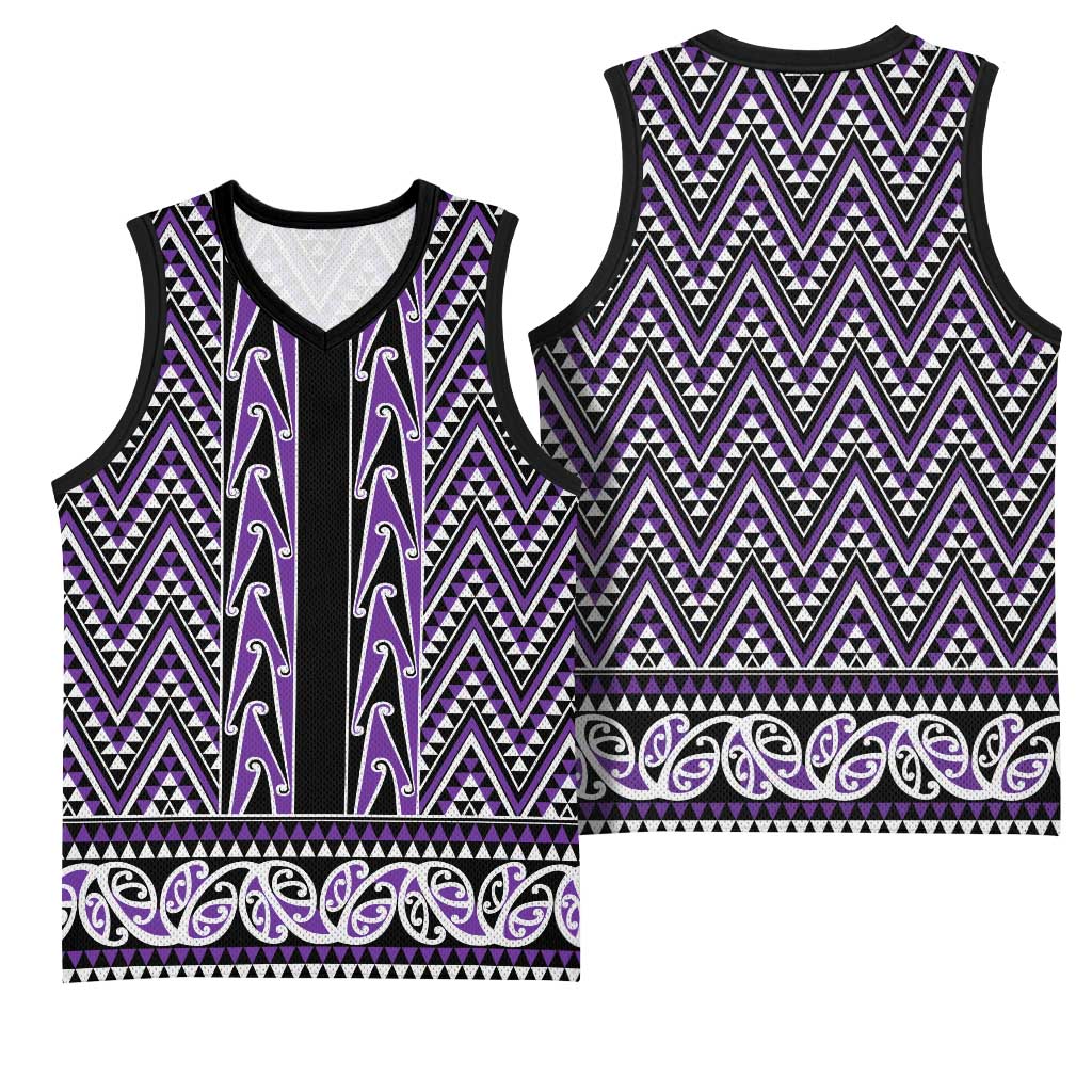 New Zealand Maori Niho Taniwha Basketball Jersey Waiporopo Mangopare and Puhoro Pattern LT9 - Polynesian Pride