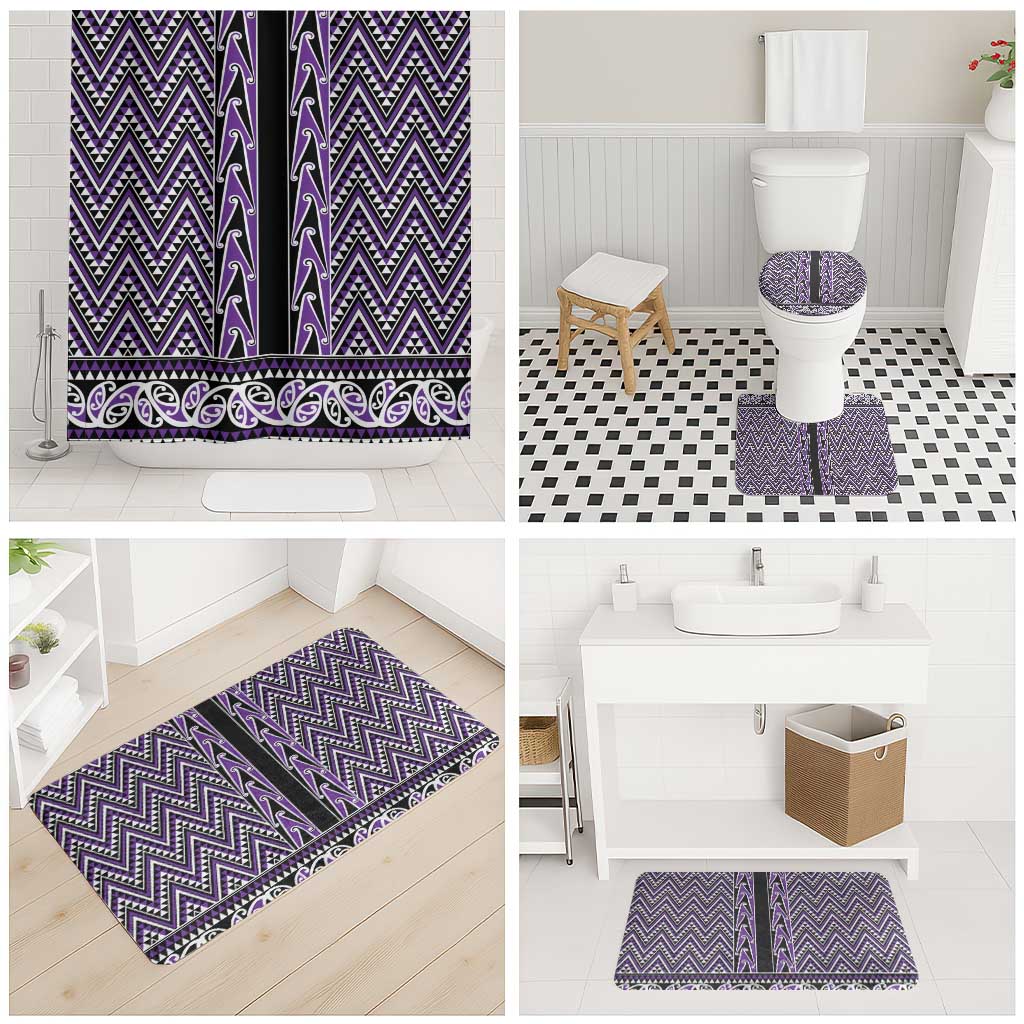 New Zealand Maori Niho Taniwha Bathroom Set Waiporopo Mangopare and Puhoro Pattern - Polynesian Pride