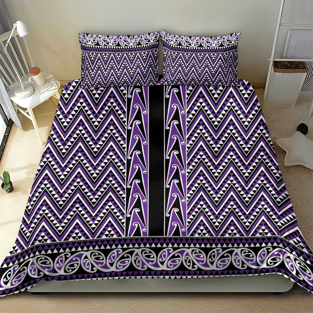 New Zealand Maori Niho Taniwha Bedding Set Waiporopo Mangopare and Puhoro Pattern