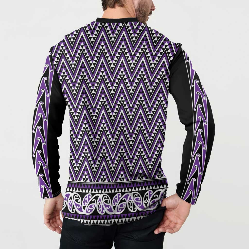 New Zealand Maori Niho Taniwha Button Sweatshirt Waiporopo Mangopare and Puhoro Pattern