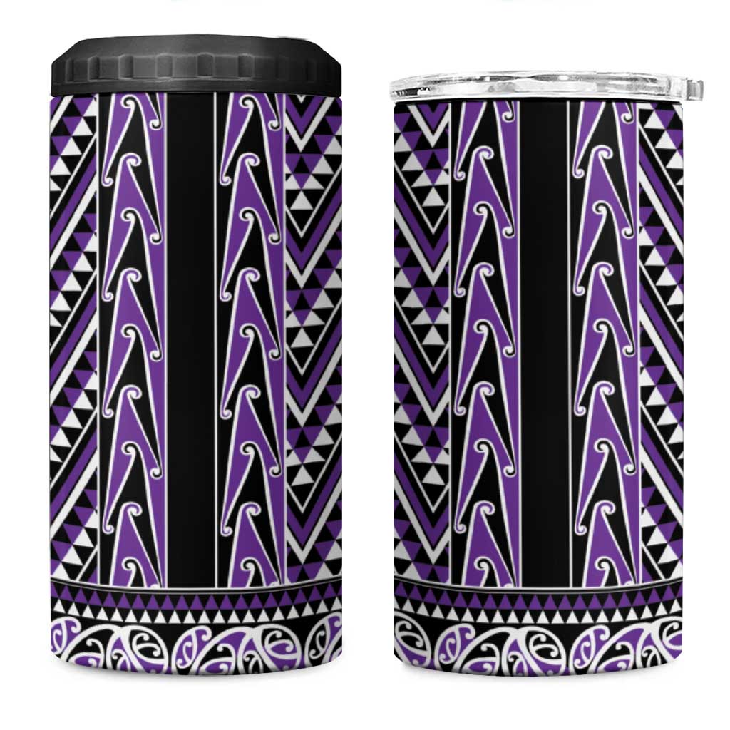 New Zealand Maori Niho Taniwha 4 in 1 Can Cooler Tumbler Waiporopo Mangopare and Puhoro Pattern LT9 One Size: 16 oz Purple - Polynesian Pride