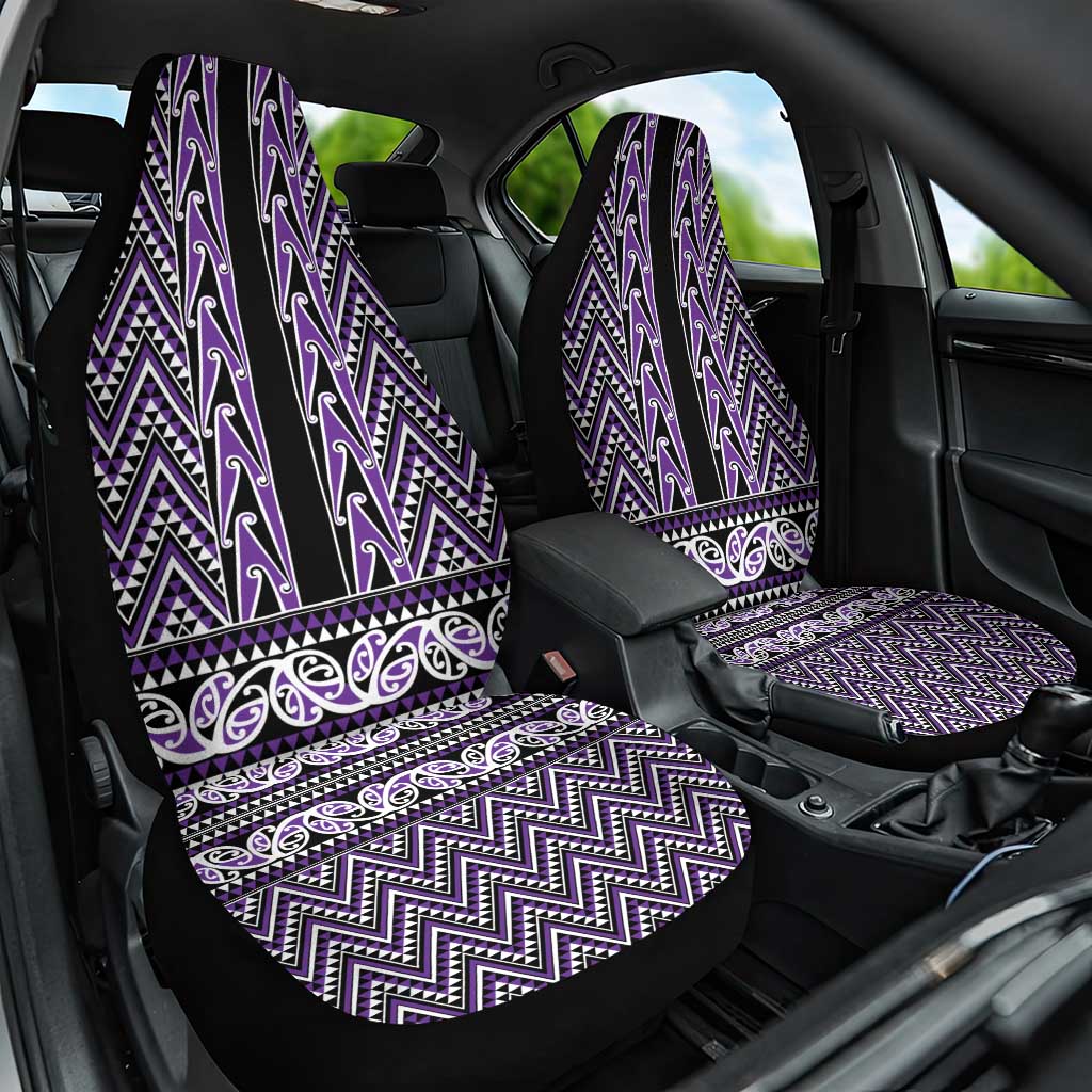 New Zealand Maori Niho Taniwha Car Seat Cover Waiporopo Mangopare and Puhoro Pattern LT9 One Size Purple - Polynesian Pride