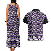 New Zealand Maori Niho Taniwha Couples Matching Tank Maxi Dress and Hawaiian Shirt Waiporopo Mangopare and Puhoro Pattern LT9 - Polynesian Pride