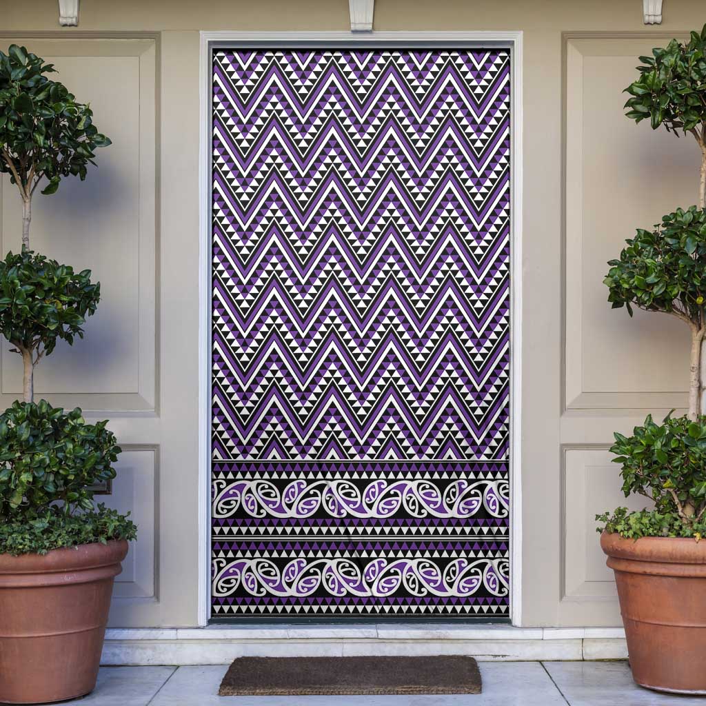 New Zealand Maori Niho Taniwha Door Cover Waiporopo Mangopare and Puhoro Pattern LT9 Purple - Polynesian Pride