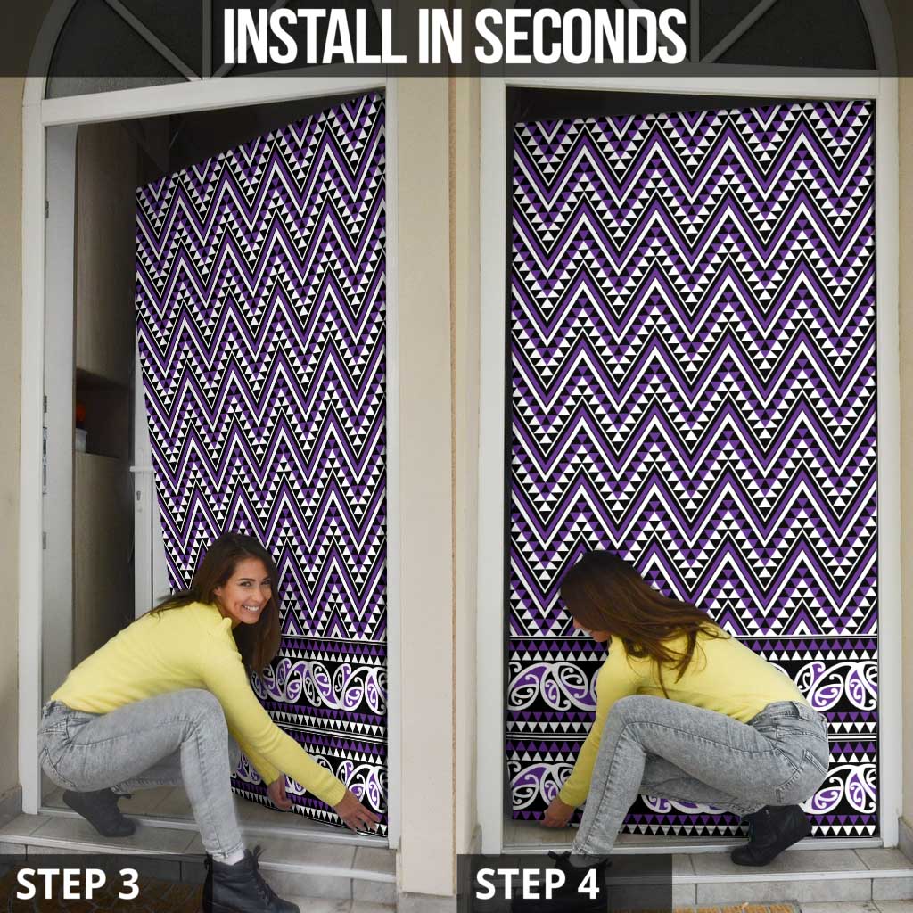 New Zealand Maori Niho Taniwha Door Cover Waiporopo Mangopare and Puhoro Pattern LT9 - Polynesian Pride