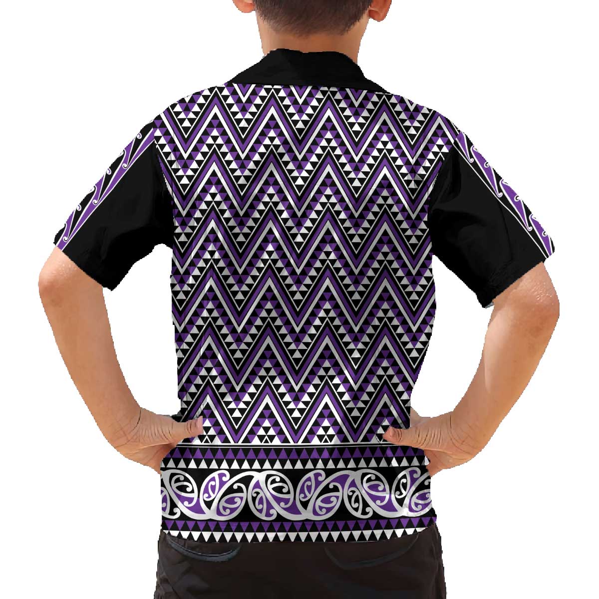 New Zealand Maori Niho Taniwha Family Matching Off The Shoulder Long Sleeve Dress and Hawaiian Shirt Waiporopo Mangopare and Puhoro Pattern LT9 - Polynesian Pride