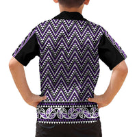 New Zealand Maori Niho Taniwha Family Matching Off The Shoulder Long Sleeve Dress and Hawaiian Shirt Waiporopo Mangopare and Puhoro Pattern LT9 - Polynesian Pride