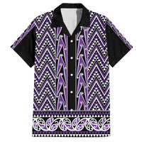 New Zealand Maori Niho Taniwha Family Matching Off The Shoulder Long Sleeve Dress and Hawaiian Shirt Waiporopo Mangopare and Puhoro Pattern LT9 Dad's Shirt - Short Sleeve Purple - Polynesian Pride