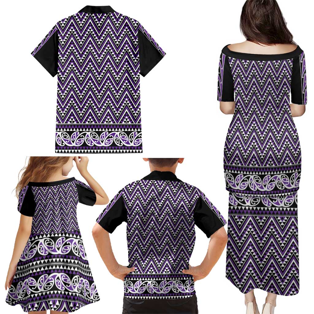New Zealand Maori Niho Taniwha Family Matching Puletasi and Hawaiian Shirt Waiporopo Mangopare and Puhoro Pattern LT9 - Polynesian Pride
