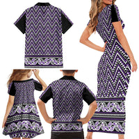 New Zealand Maori Niho Taniwha Family Matching Short Sleeve Bodycon Dress and Hawaiian Shirt Waiporopo Mangopare and Puhoro Pattern