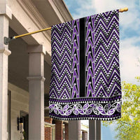 New Zealand Maori Niho Taniwha Garden Flag Waiporopo Mangopare and Puhoro Pattern LT9 House Flag Purple - Polynesian Pride