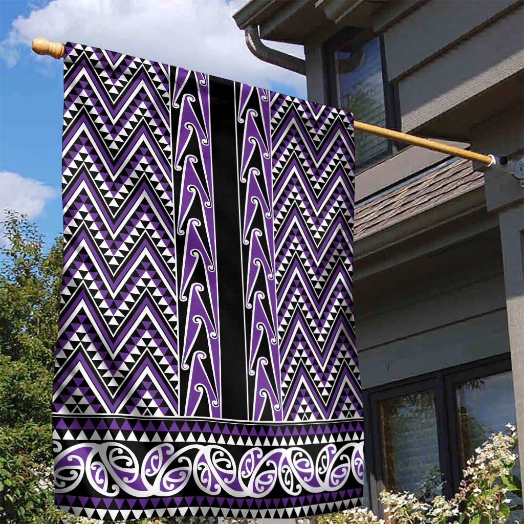 New Zealand Maori Niho Taniwha Garden Flag Waiporopo Mangopare and Puhoro Pattern LT9 - Polynesian Pride