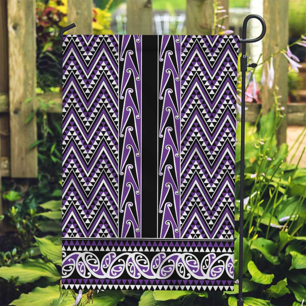 New Zealand Maori Niho Taniwha Garden Flag Waiporopo Mangopare and Puhoro Pattern LT9 Garden Flag Purple - Polynesian Pride