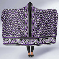 New Zealand Maori Niho Taniwha Hooded Blanket Waiporopo Mangopare and Puhoro Pattern LT9 One Size Purple - Polynesian Pride