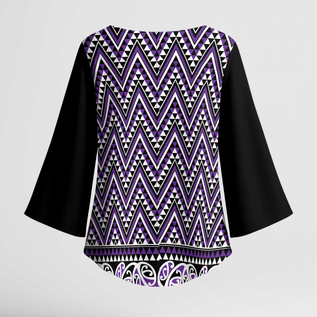 New Zealand Maori Niho Taniwha Kimono Sleeve Blouse Waiporopo Mangopare and Puhoro Pattern LT9 - Polynesian Pride