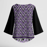 New Zealand Maori Niho Taniwha Kimono Sleeve Blouse Waiporopo Mangopare and Puhoro Pattern LT9 - Polynesian Pride