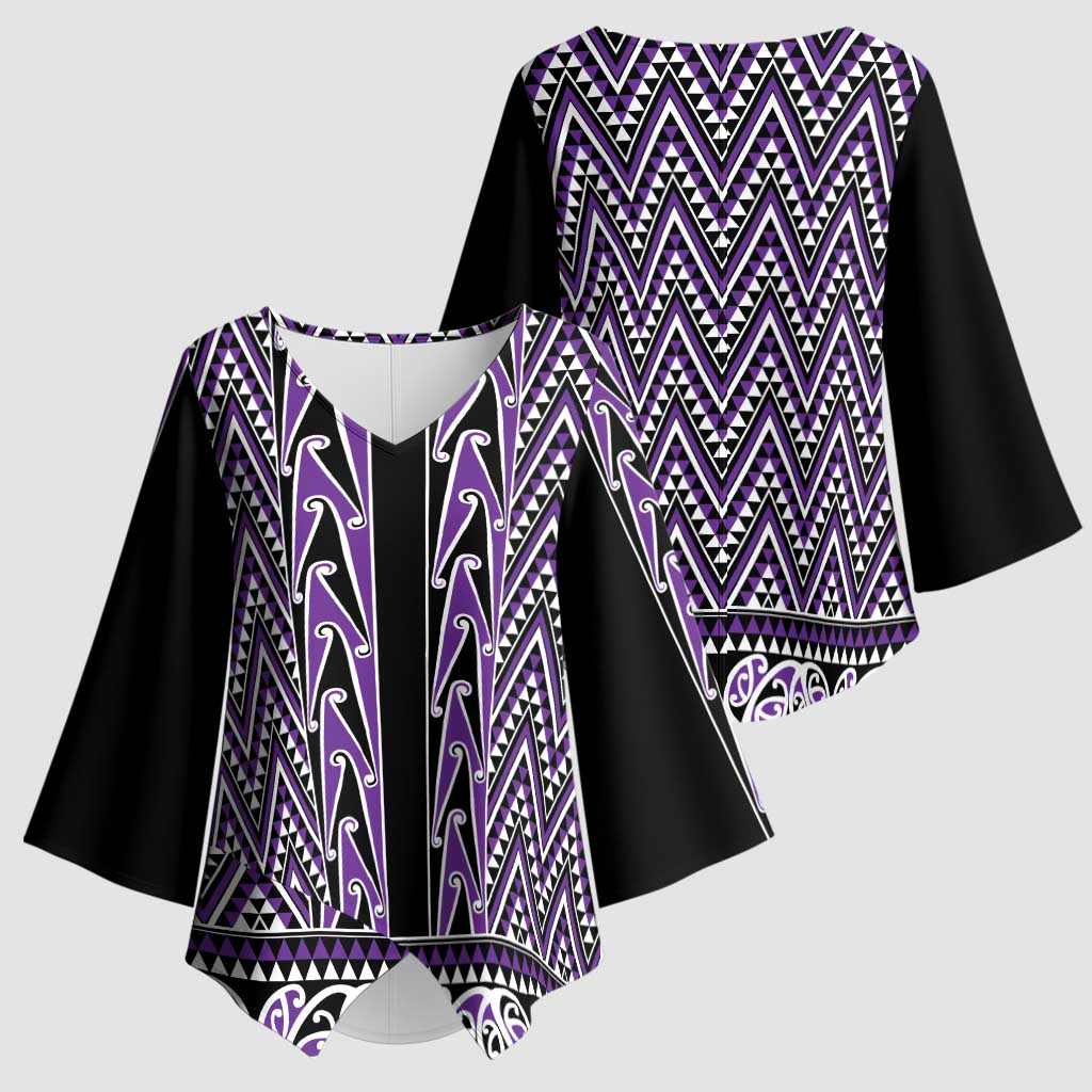 New Zealand Maori Niho Taniwha Kimono Sleeve Blouse Waiporopo Mangopare and Puhoro Pattern LT9 - Polynesian Pride