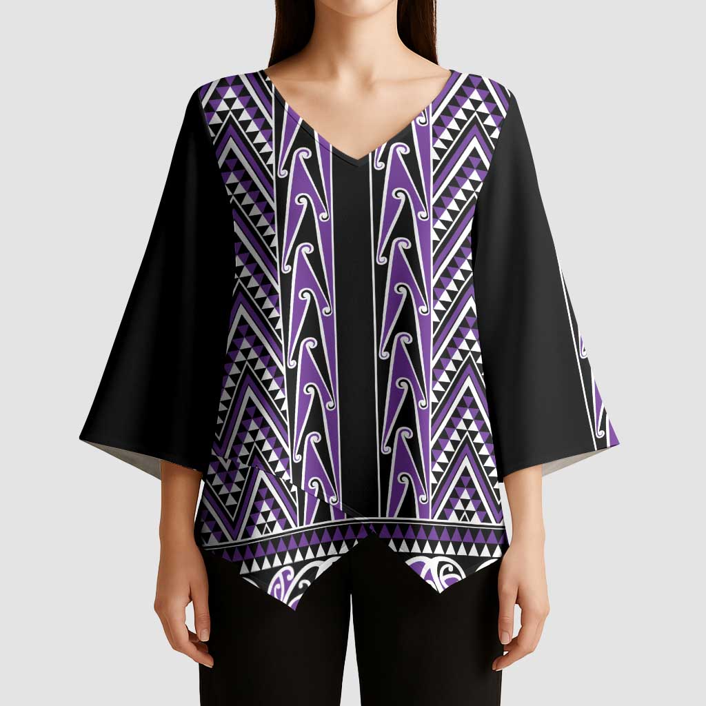 New Zealand Maori Niho Taniwha Kimono Sleeve Blouse Waiporopo Mangopare and Puhoro Pattern LT9 - Polynesian Pride