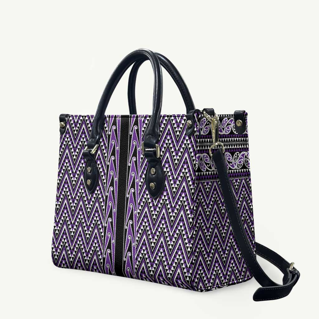 New Zealand Maori Niho Taniwha Leather Bag Waiporopo Mangopare and Puhoro Pattern - Polynesian Pride